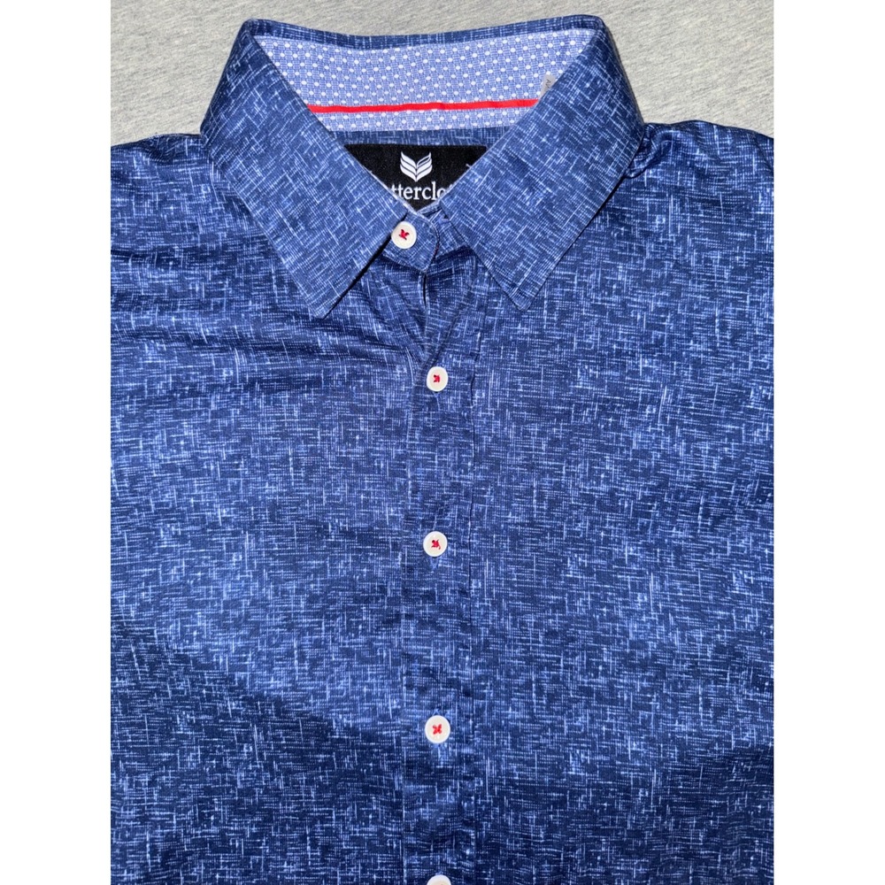 Buttercloth Mens Blue Icy Cotton Regular Fit Long Sleeve Very Stretchy Size M